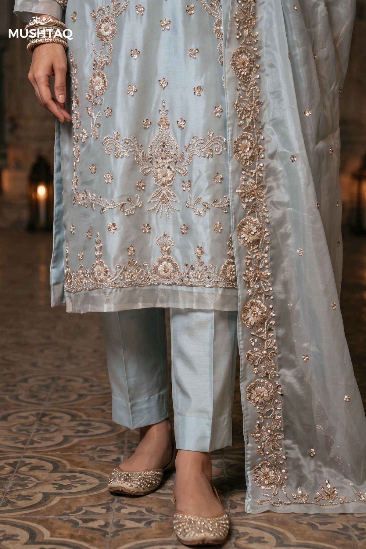 DEH-05 Party Wear by MCS Unstitched Handmade Sheesha Silk Shirt