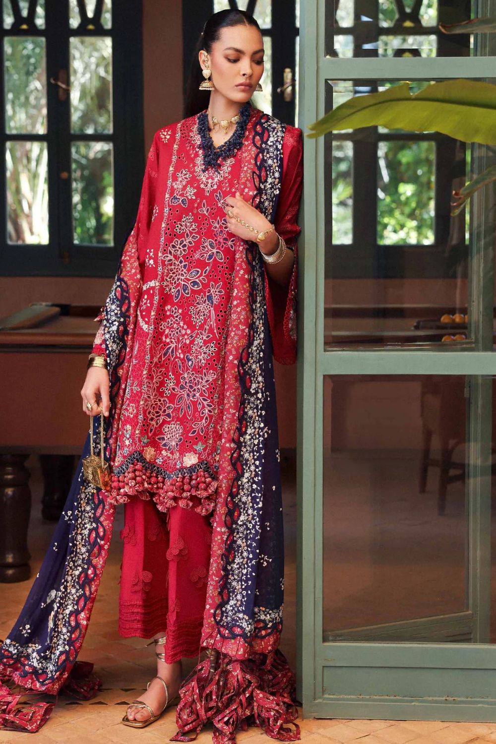 Reine by Republic Womenswear Unstitched Embroidered Luxury Lawn 3 Piece Suit Belle Rosee - Eid Collection