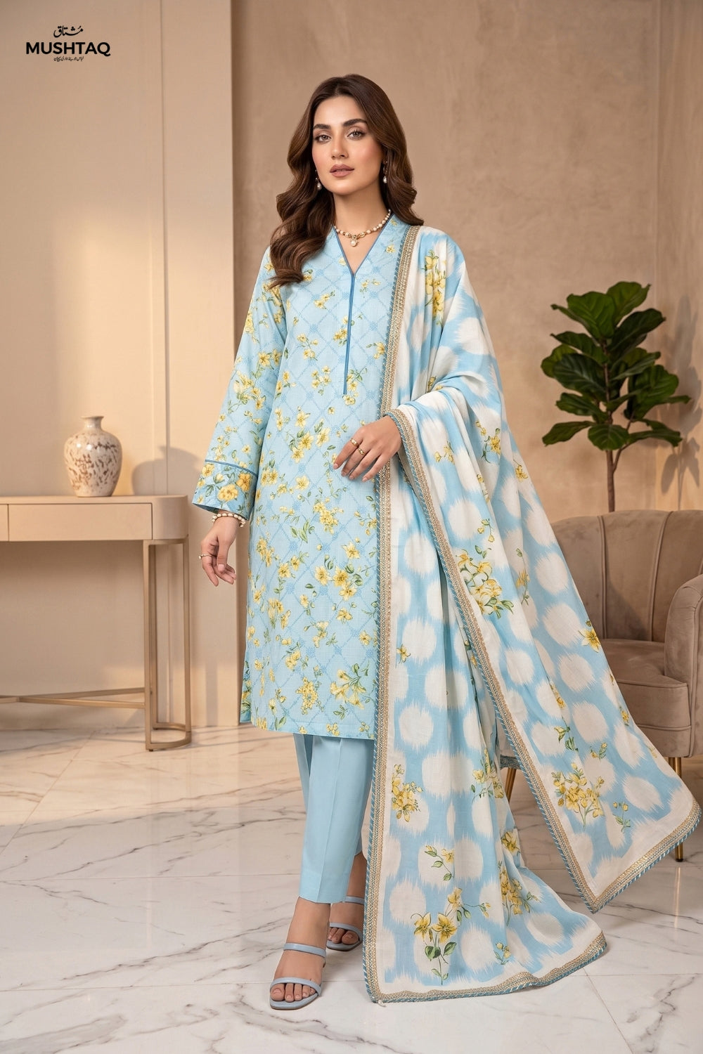 Mushtaq 3Pcs Unstitched Karandi  Sajal Collection Desgin - 5