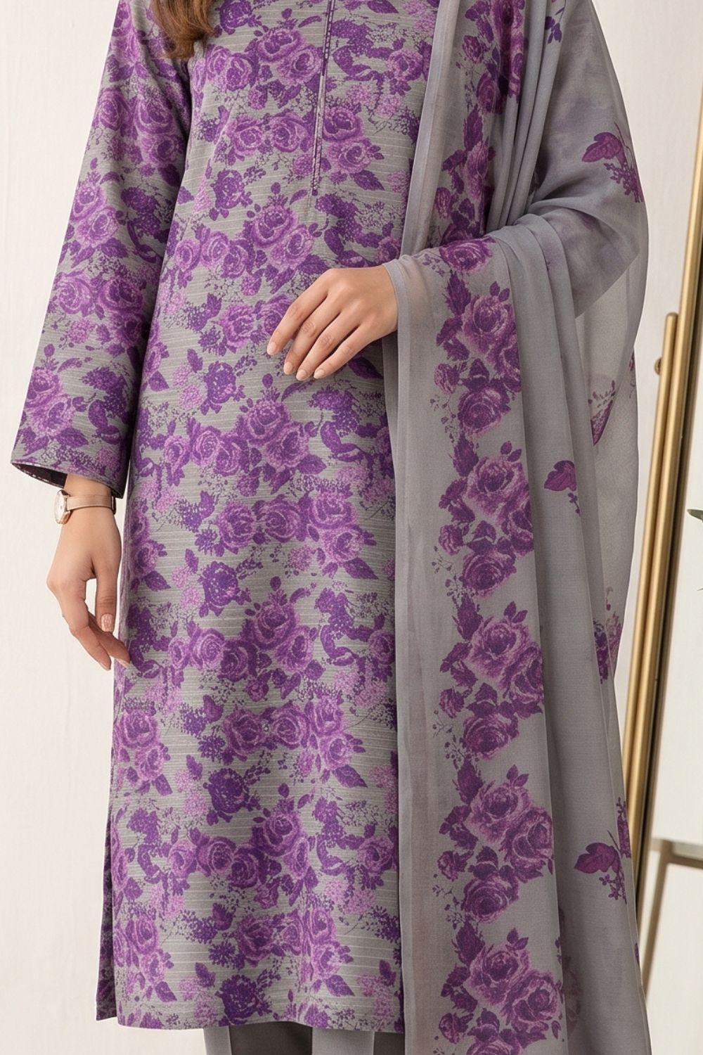 Mushtaq 3Pcs Unstitched Printed Lawn Suit Shanoor Collection Desgin - 3