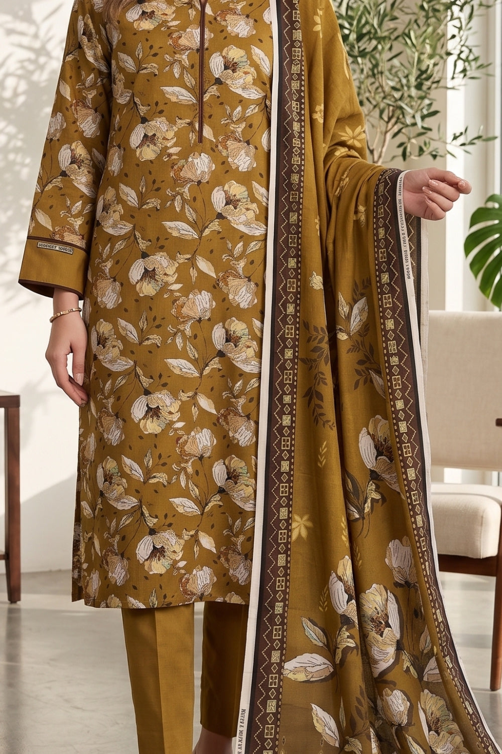 Mushtaq 3Pcs Unstitched Printed Lawn Suit Rooh Posh Collection Desgin - 9