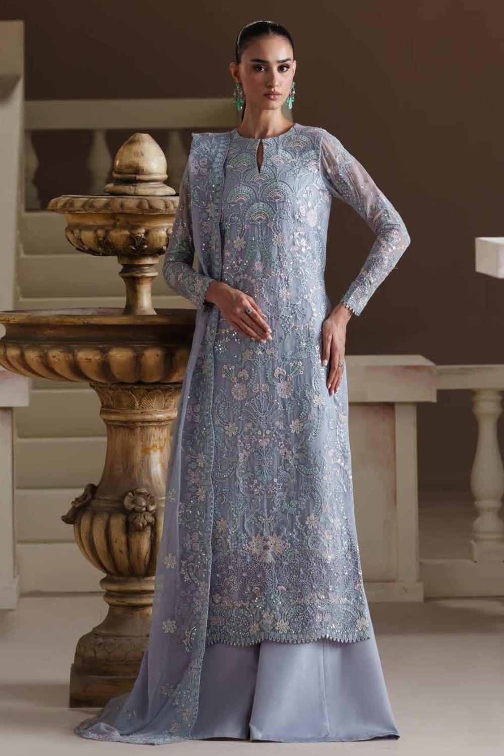 Emaan Adeel Modern Heirloom 3Pcs Unstitched Chiffon Collection BLUE VERSE
