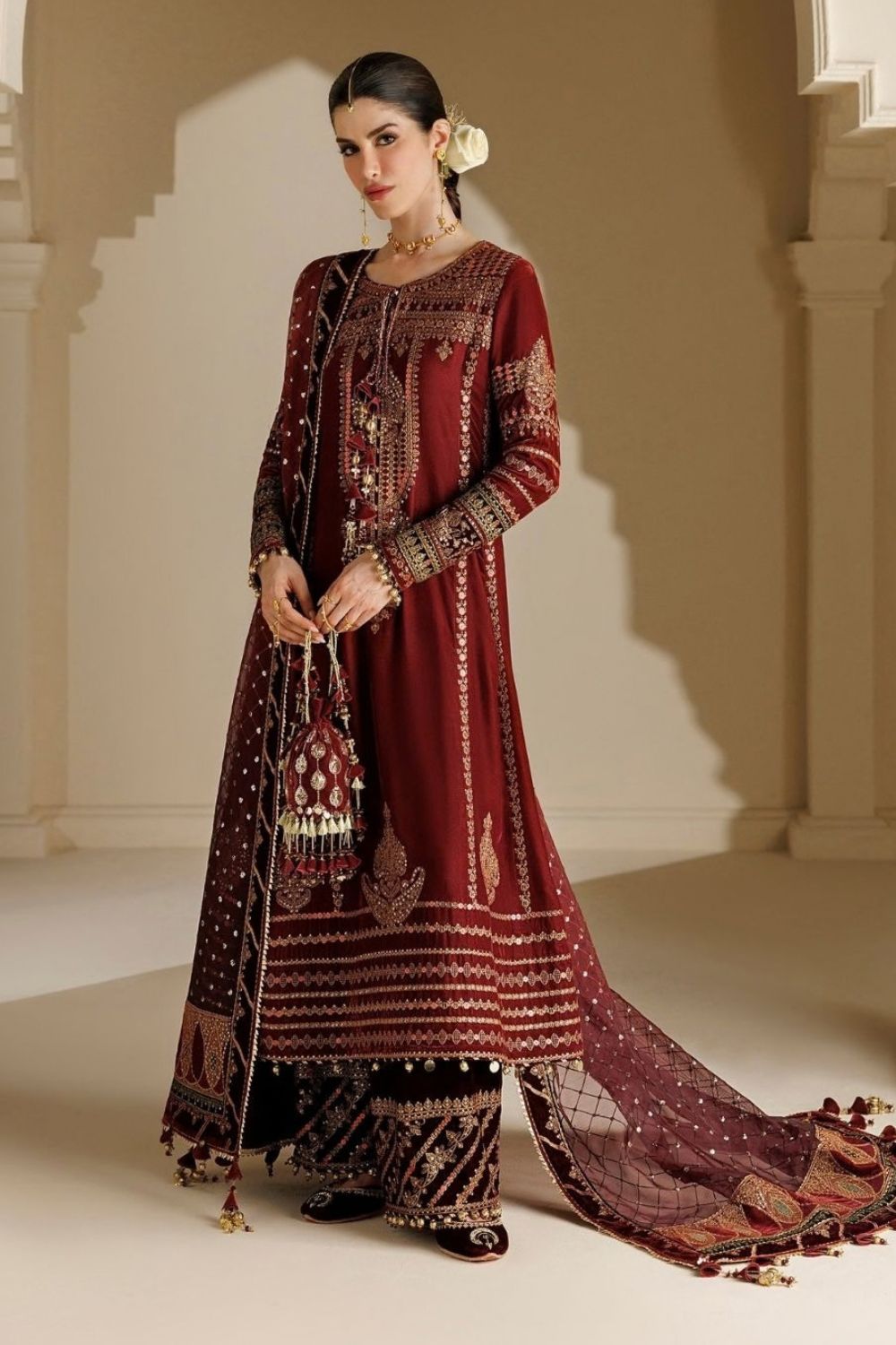 Jazmin Chandni 3 Piece Unstitched Embroidered Velvet Suit CVF26-D10
