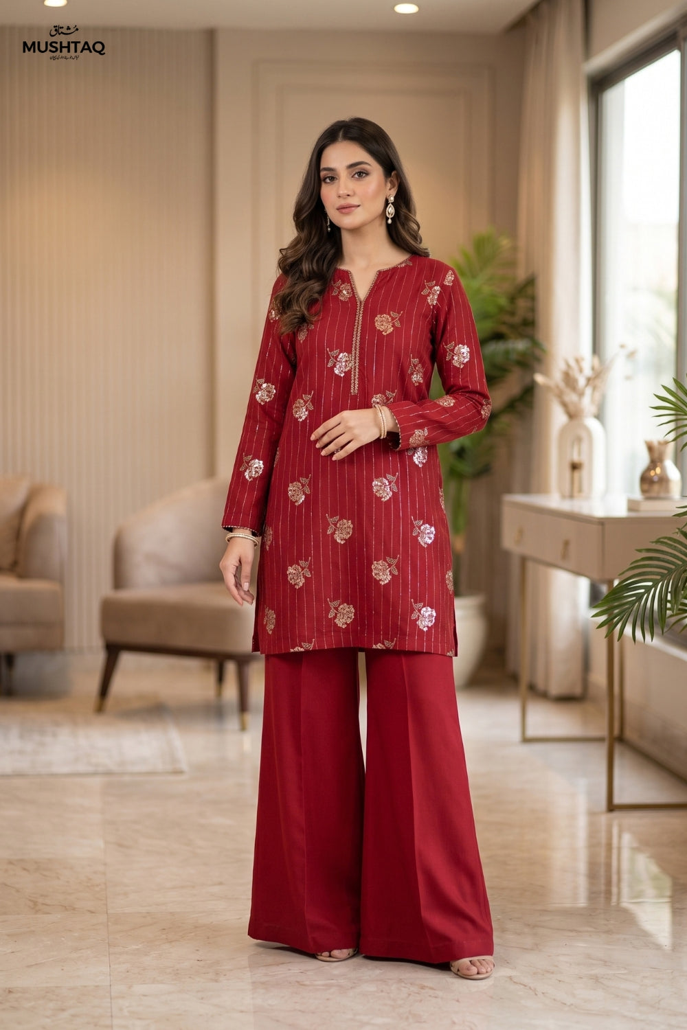 Mushtaq 2Pcs Unstitched Marina Facy Zuna Collection Desgin - 5