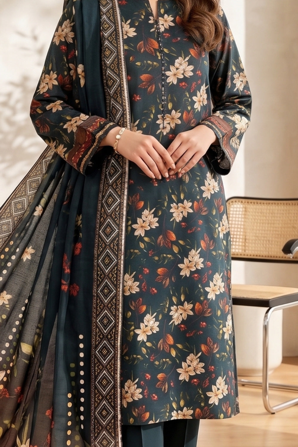 Mushtaq 3Pcs Unstitched Printed Lawn Suit Rooh Posh Collection Desgin - 3