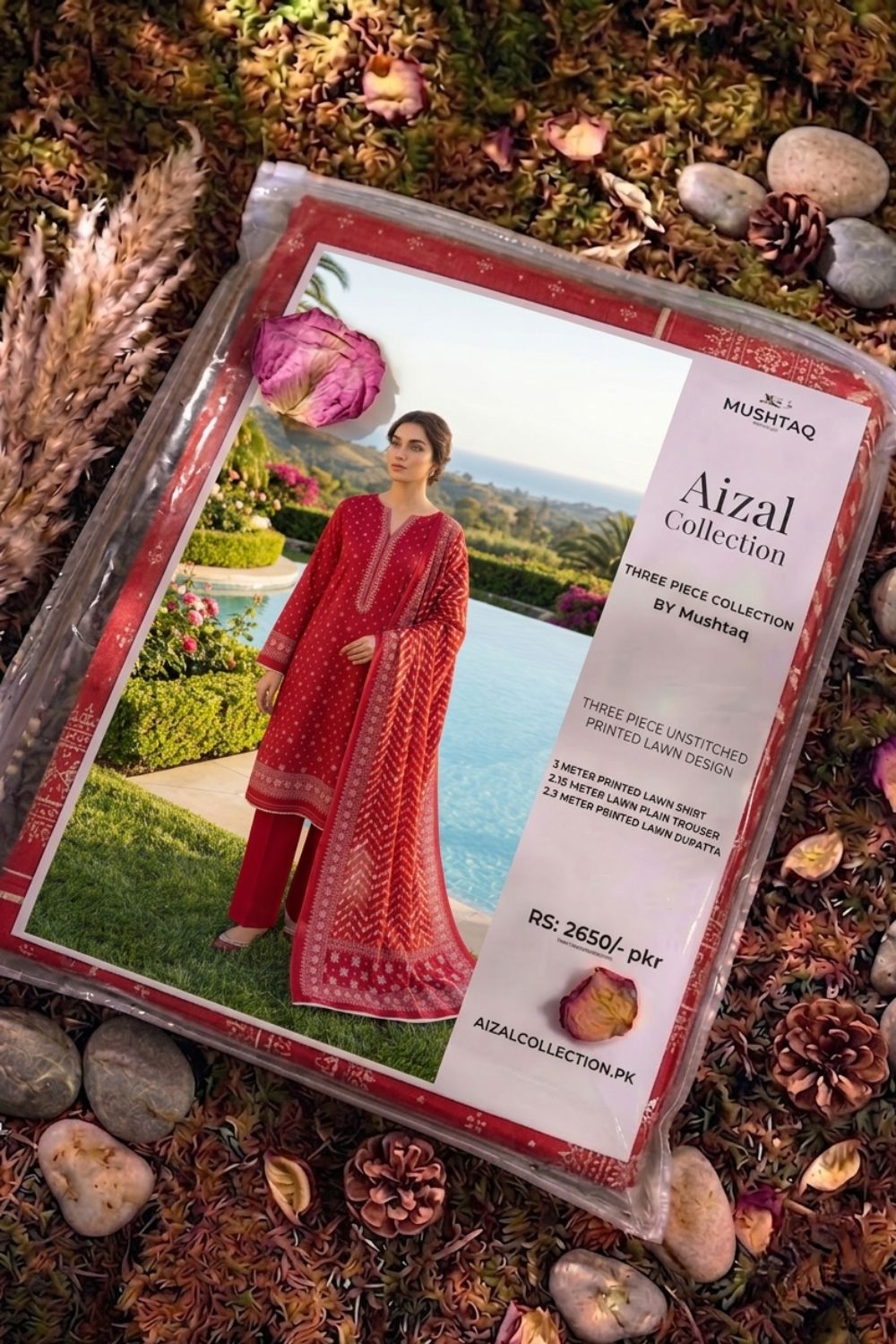 Mushtaq 3Pcs Unstitched Printed Lawn Aizal Collection Desgin - 8