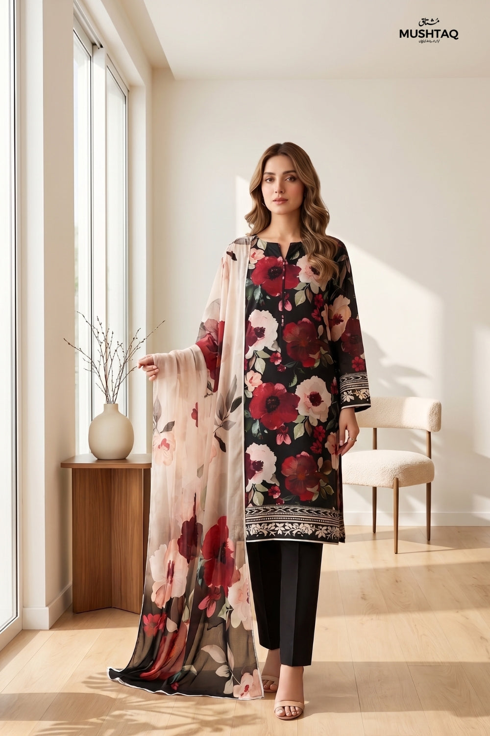 Mushtaq 3Pcs Unstitched Printed Lawn Suit Elara Collection Desgin - 5