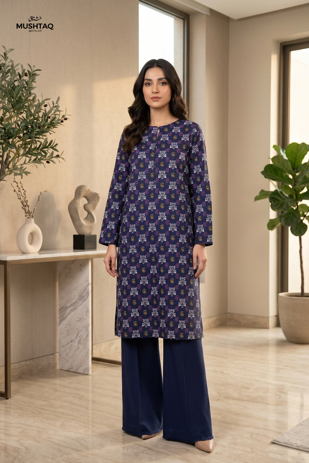 Mushtaq 2Pcs Unstitched Printed Dhanak Marina Desgin - 5