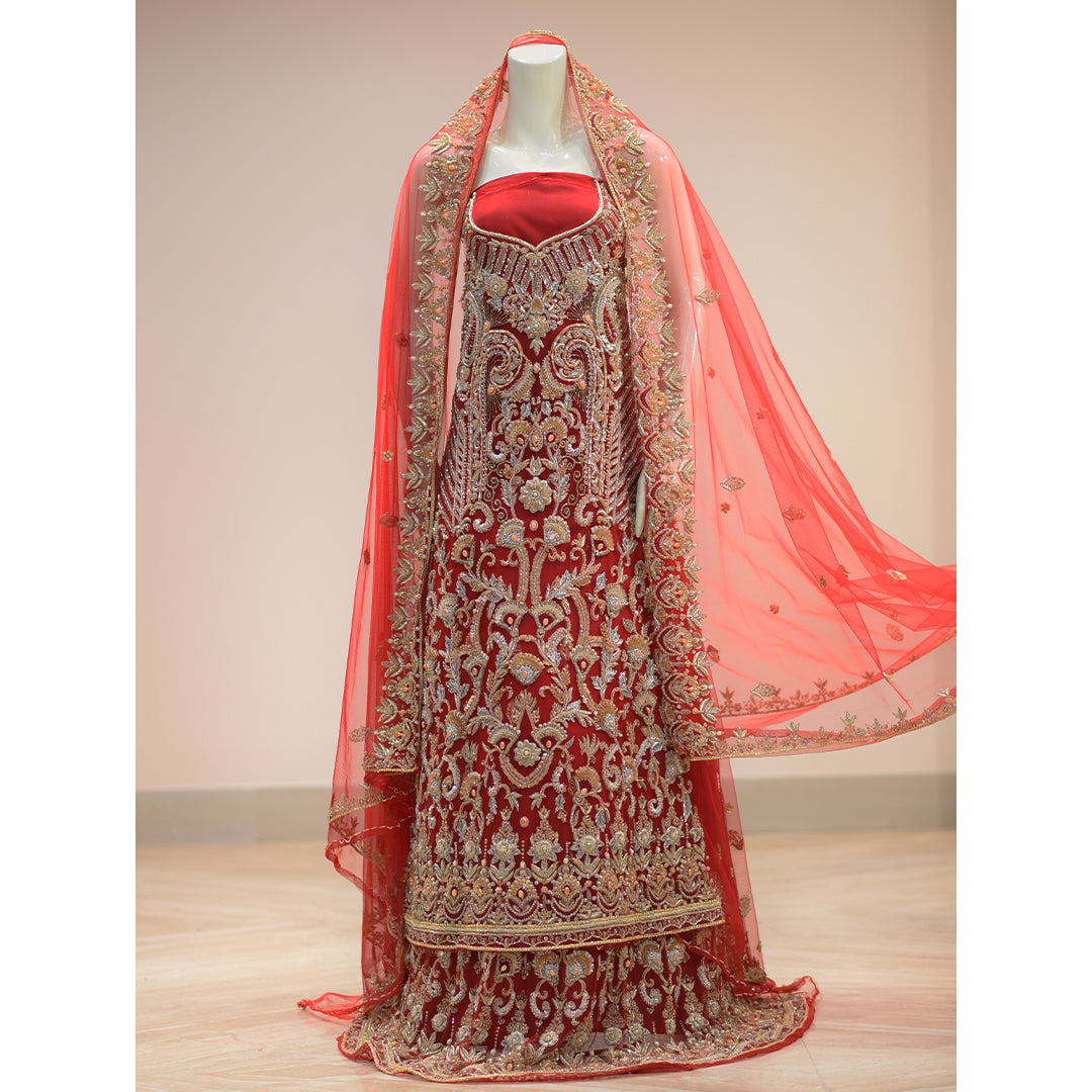 MCS BRIDAL MEHROON LEHNGA