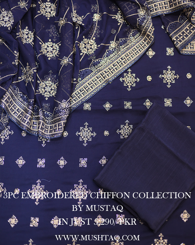 3Pcs Embroidered Chiffon Desgin - 03