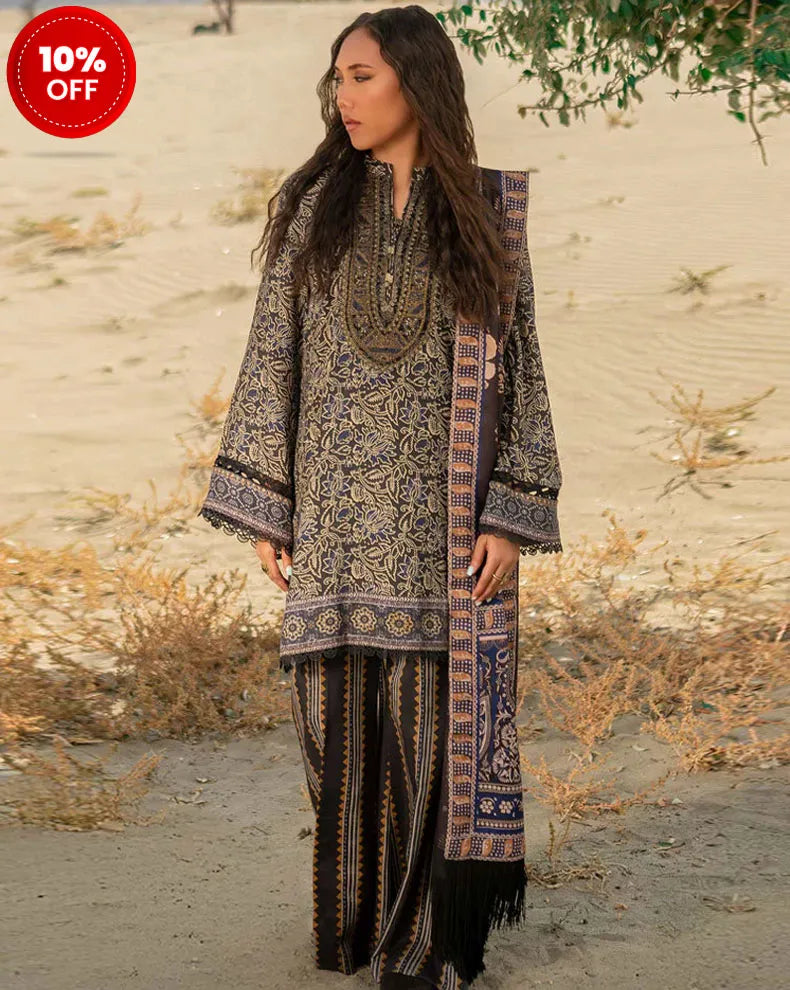 3 Pc Unstitched Printed Marina Twill Suit | 511-A