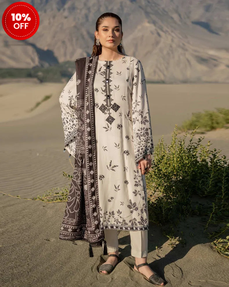 3 Pc Unstitched Printed Linen Suit | 507-A