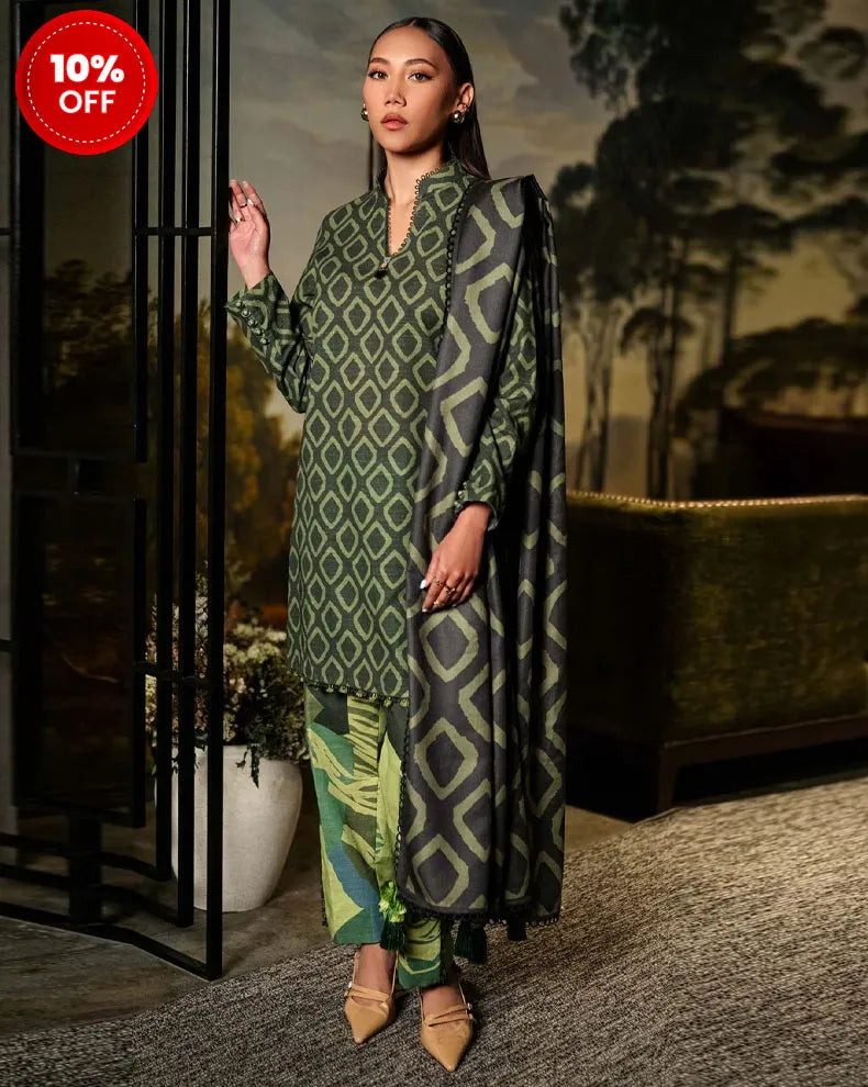3 Pc Unstitched Printed Khaddar Suit | 506-A